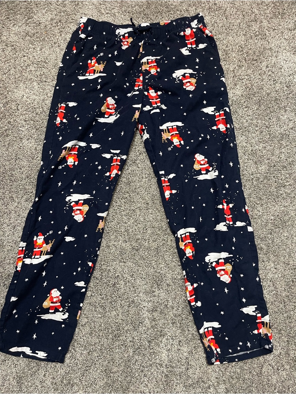 Old Navy Navy Santa Print Kids Pajama Bottoms